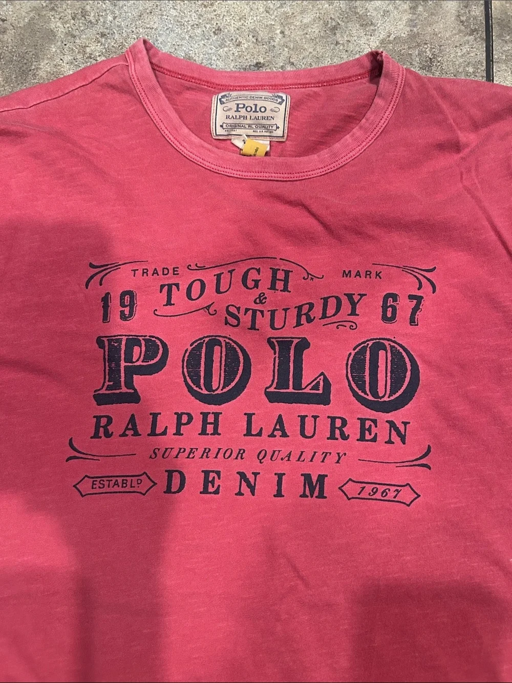 Polo by Ralph Lauren Vintage-Style Red Crewneck Tee with Navy Graphic